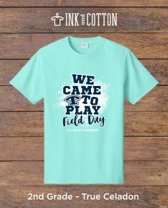 G.O. Bailey Elementary Field Day T-Shirt 2026; 2nd grade; True Celadon color