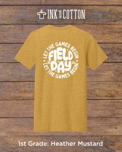 SCA Field Day Tees 2026; 1st grade; Heather Mustard color