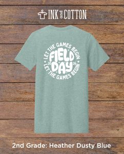 SCA Field Day Tees 2026; 2nd grade; Heather Dusty Blue color