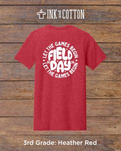 SCA Field Day Tees 2026; 3rd grade; Heather Red color