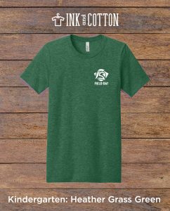 SCA Field Day Tees 2026; Kindergarten grade; Heather Grass Green color