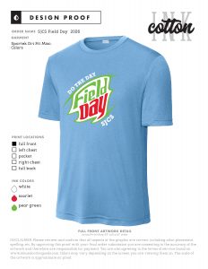 SJCS Field Day T-Shirt 2026 product information sheet