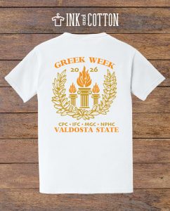 VSU Greek Week T-Shirt 2026; back of shirt