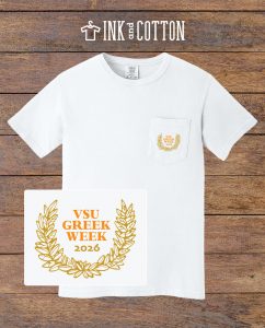 VSU Greek Week T-Shirt 2026; front of shirt