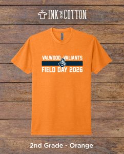 Valwood Field Day T-Shirt 2026; 2nd grade; Orange color