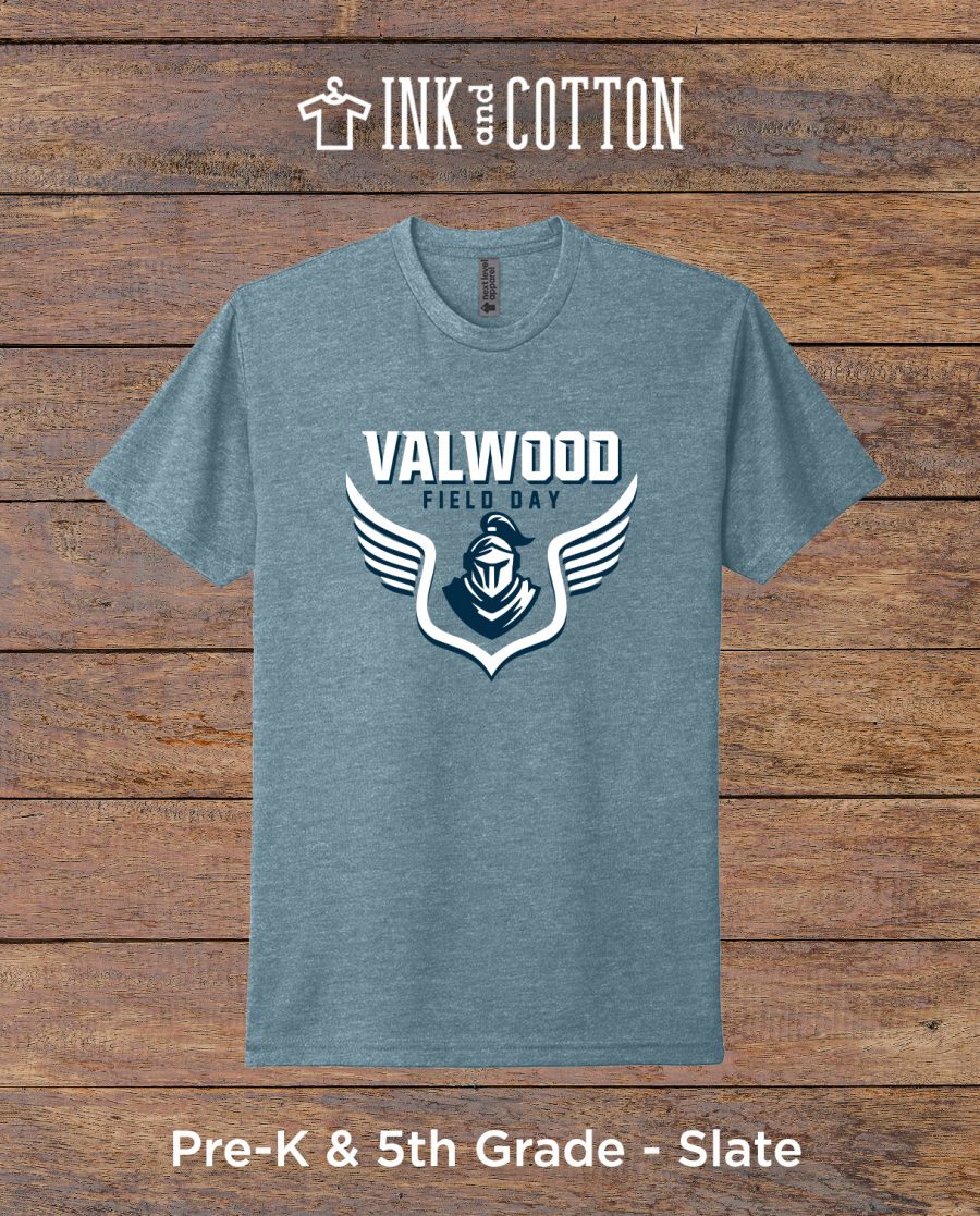 Valwood Field Day t-shirt; Pre-k & 5th grade; Slate color