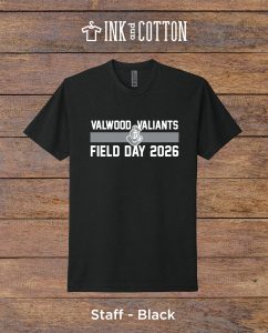 Valwood Field Day T-Shirt 2026; Staff; Black color